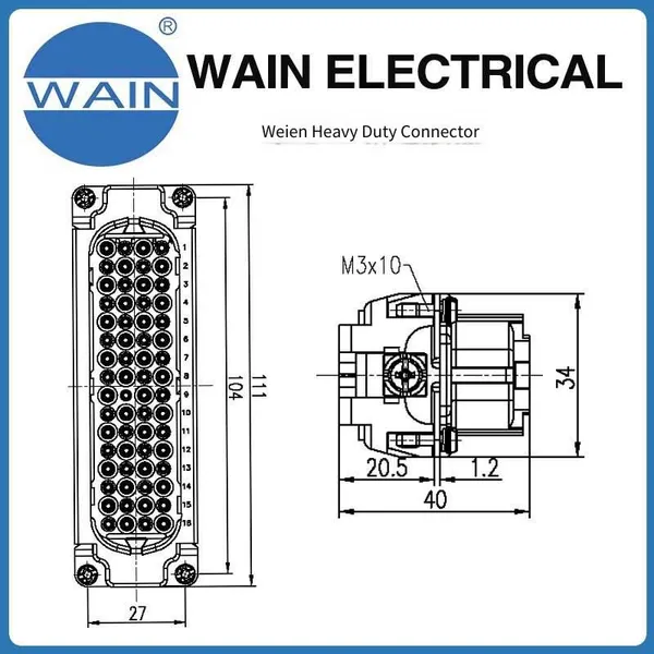 Wain Heavy-duty Connector Hd-064-fc (z) Insert With 128 Pins, Ultra-high Density Insert, Rectangular Connector, Aviation Plug photo-3