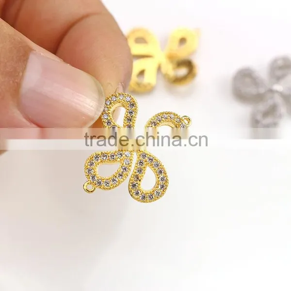 CZ6626 Mirco cz Pave Bracelet Flower Charm Connector,charms for Bracelet Making photo-2