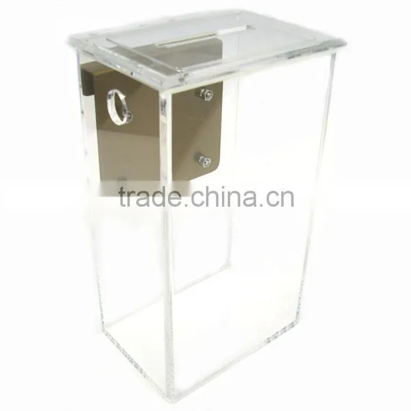 2015 Customized Size Decorate Acrylic Donation Box With Lock, Clear Acrylic Box photo-2
