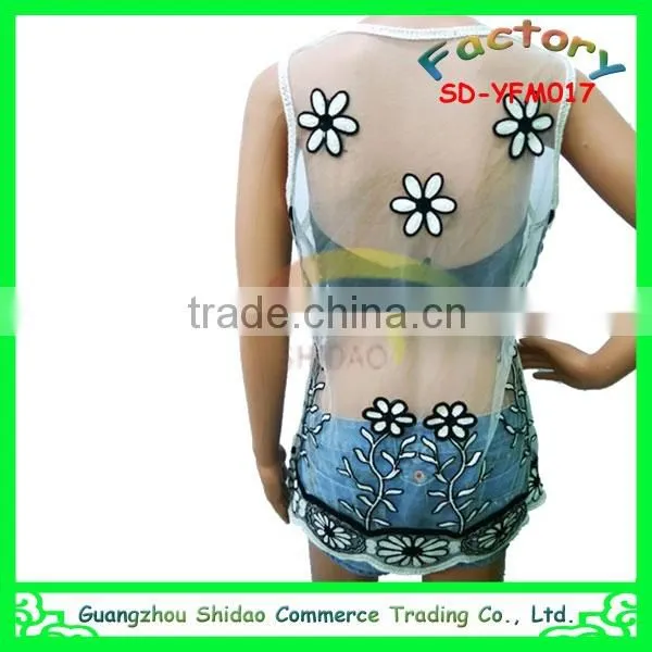 Women Blouses Summer Tank Tops Designs Embroidery Blouses photo-3