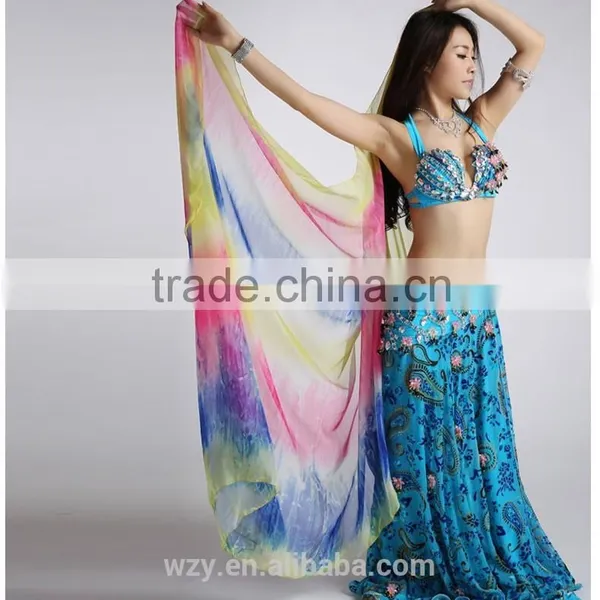 Gradient Belly Dancing Veils Silk Fabric Dance Veil