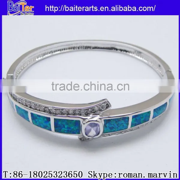 Wholesale Fashion Women's Synethic Blue Fire Opal Bangle photo-2