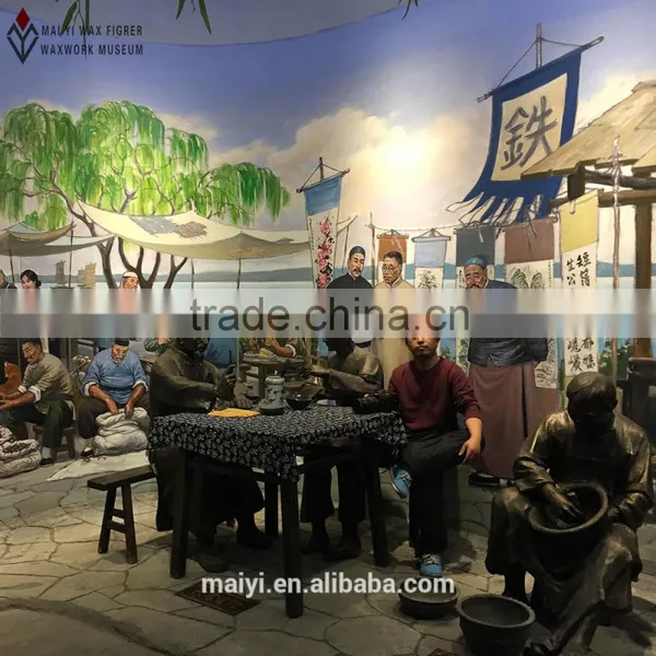 Museum Wax Figure Bronze Human Figure Statues