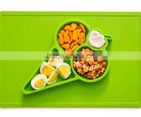 BPA Free Wholesale Non-slip Silicone Baby Placemat Plate photo-2