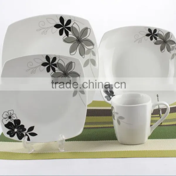 16 Pcs Porcelain Dinner Set in Square Shape,square Houseware photo-2