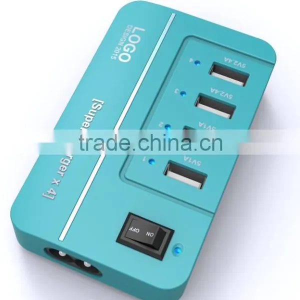 20W 4 Port Multiple USB Family-sized Desktop Rapid Charger Multi Travel Power Adapter for USB-Charged Devices(Black) photo-4