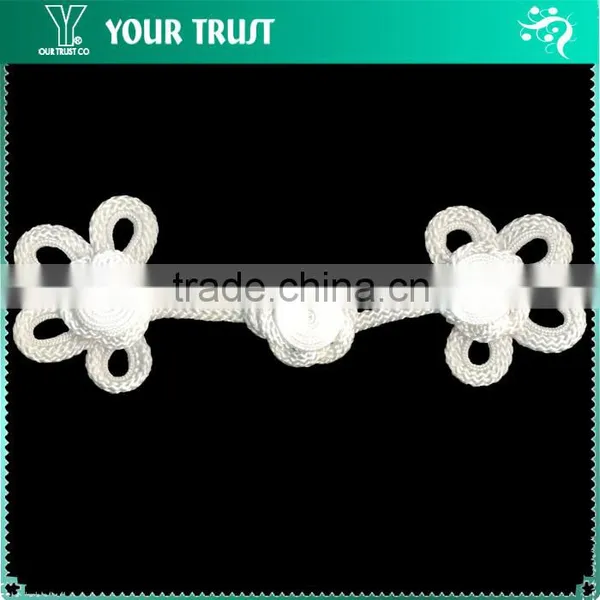 Height 4.2 Centermeter All White Sew On 100% Nylon Chinese Knot Frog Buttons photo-6
