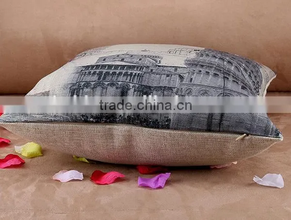 2015 Europeanism Leaning Tower Pisa Cotton and Linen Hold Pillow Sofa Cushion Cover Home Furnishing Hold Pillow photo-6