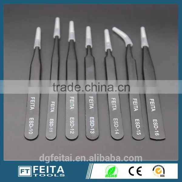 Slanted Tip Type and Stainless Steel Material Personalized ESD Eyebrow Tweezers for Beauty photo-3