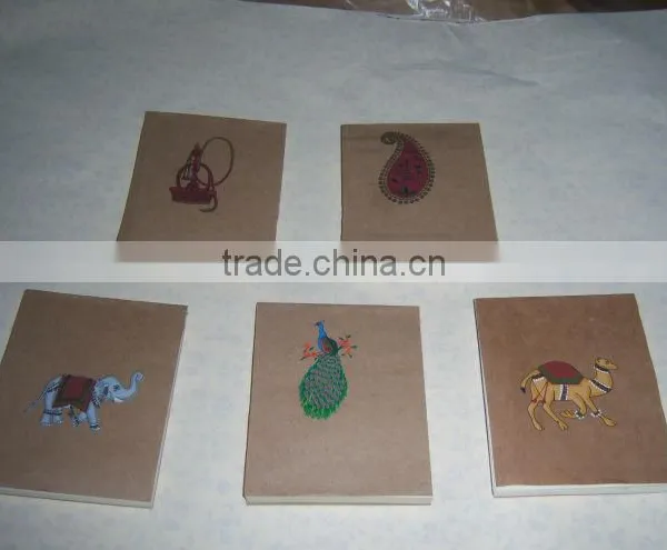 Kraft Paper Covered Handmade Paper Notepads With Indian Theme Prints