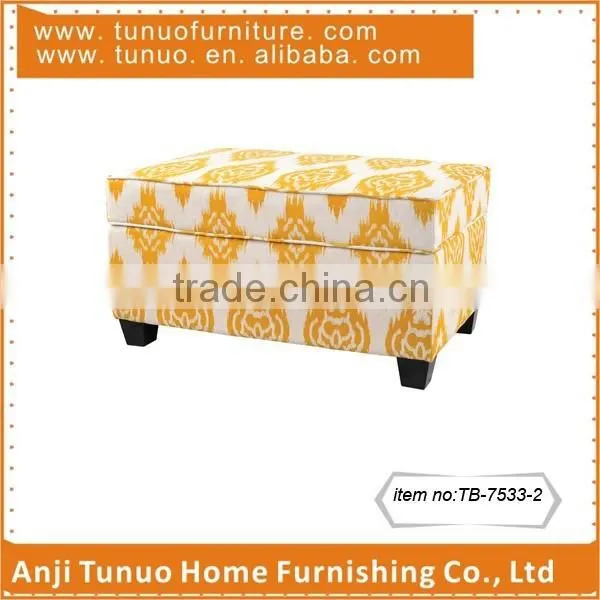 Print Linen Fabric Long Storage Bench, Storage Ottoman Furniture for Home Use