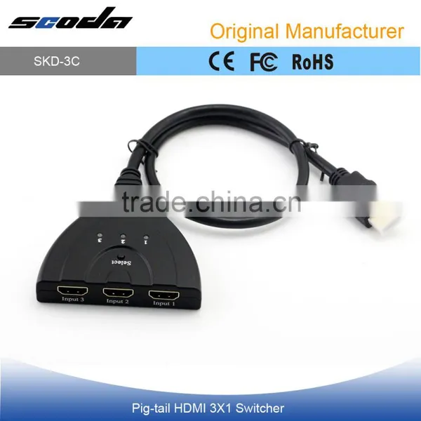 Hdmi Kvm Switch 3X1 Pigtail Switcher