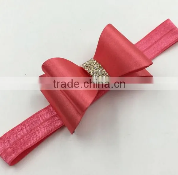 New Selling the European and American Children Tire PVC Color Butyl Bowknot Rhinestone Bow Hair Band 8 Color Spot photo-5