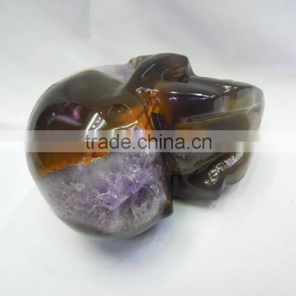 Small Size Carved Natural Amethyst Quartz Skulls With Geode All by Handmade Good for Art Collection photo-5