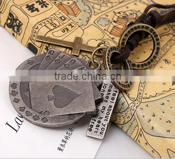 High Quality Custom Wholesale New Trendy Implicit Sterling Silver Leather Necklace photo-5