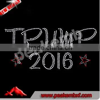 2016 I Love Donald Trump Rhinestone Transfer Trump Glitter Heat Transfer for Garments photo-2