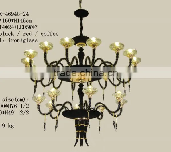 Hot Sale E14 Decorative Metal Chandelier/Beautiful New Design Three Levels Decorative Red Chandelier photo-4