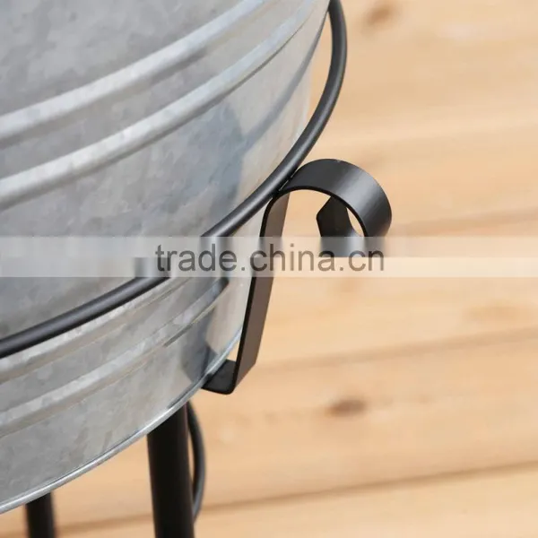 Galvanized Large Party Round Metal Beverage Tub With Stand photo-3