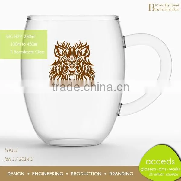 Mouthblown Pyrex Glass Tumbler With Round Bottom photo-3
