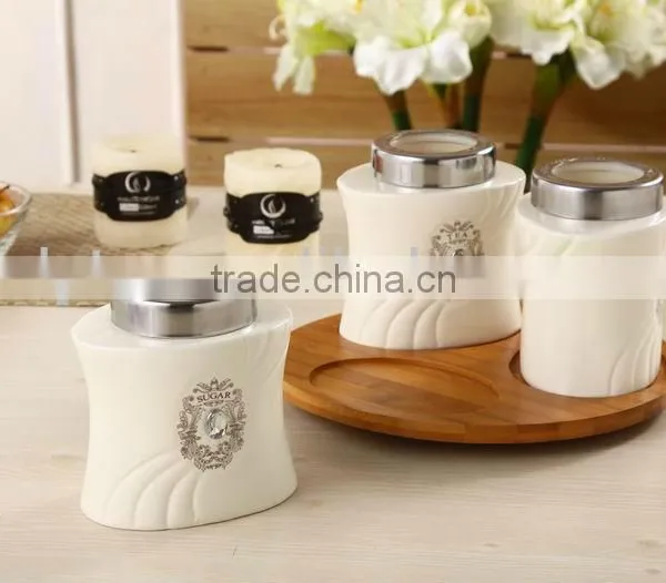 Canister Set With Turntable Wooden Stand photo-2
