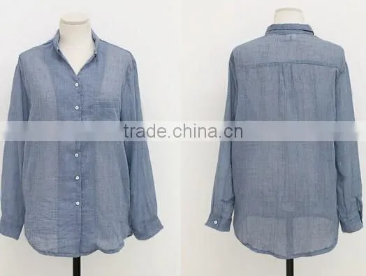 Woman Linen Shirts Linen Cotton Blouse Lady Long Sleeve Linen Shirts photo-2