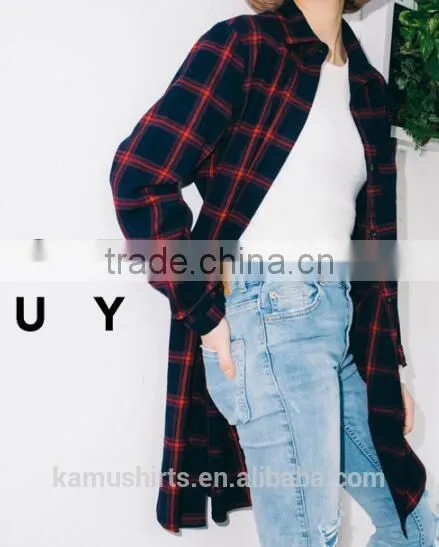 Woman Boyfriend Shirt Laides Long Flannel Checks Shirts