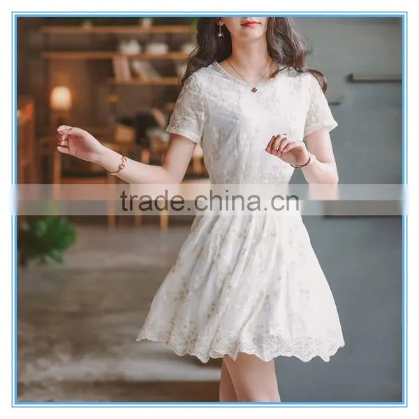 Lady New Model Fashion Lace Embroidery Dress Short Frock Dress photo-2