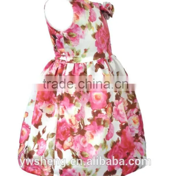 2016 Summer New Big Flower Printing Sleeveless Dress Bowknot Vest Girls Skirt photo-3
