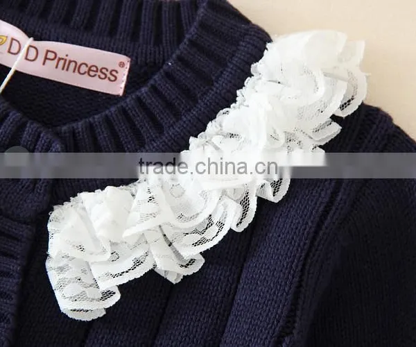 Baby Girls Sweater/kids Girls Lace Cotton Sweater for Autumn or Winter photo-4