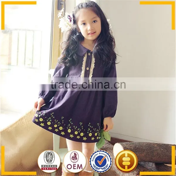2015 Spring Boutique Children Clothing Casual Baby Girl Long Dresses 3 Colors photo-2