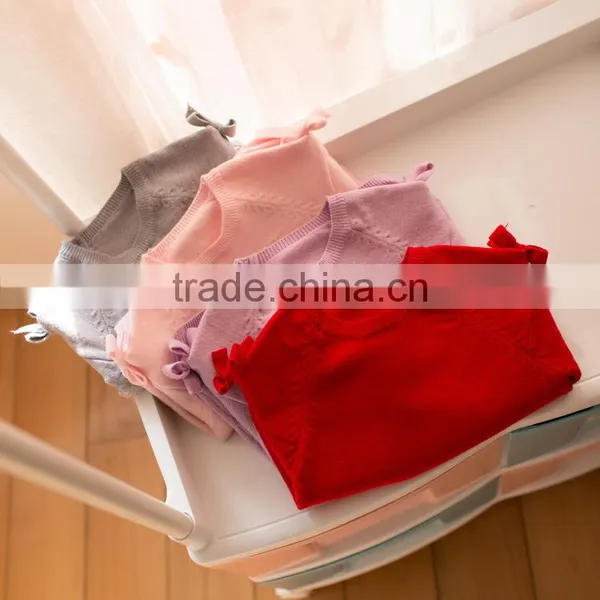 S32890W Children Knitted Sweater Girls Spring Cotton Casual Bowknot Pullover Sweater photo-6