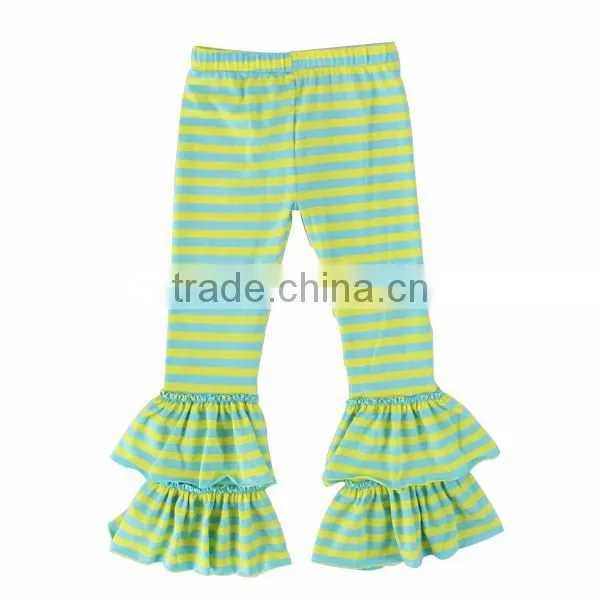 Boutique Knit Cotton Girls Ruffle Leggings & Pants Baby Girls Triple Ruffle Icing Legging Pants photo-3