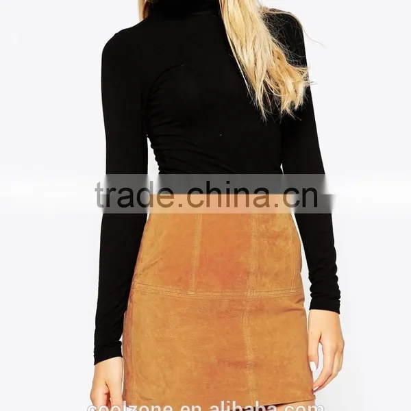 Latest High Rise Lady Skirt Design Soft-touch Suede Mini Skirt photo-5