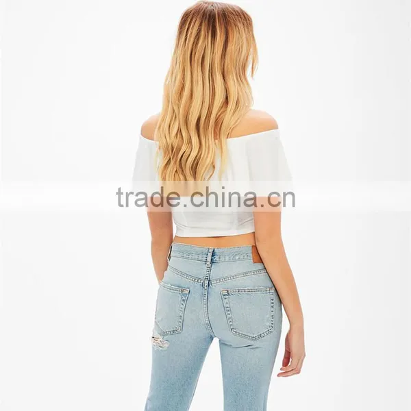 2017 Summer Popular Ladies Sexy Bardot Neckline Ruffled T-shirt photo-4