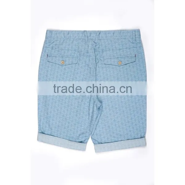 Hot Sale New Model Woven Patch Inside Turning Leg Light Blue Cool Design Men Cotton Short Pants photo-2