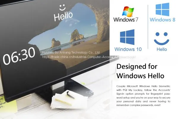 USB Fingerprint Reader for Windows 7,8 & 10 Hello, PQI My Lockey 360° Touch Speedy Matching Multi Biometric Fido Securit photo-3