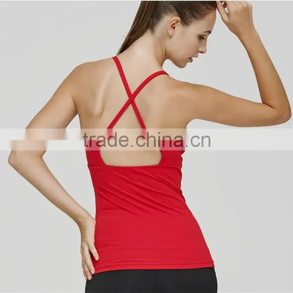 Red Strap Athletic Tops Women Sport Yoga Fitness Bra Running Shirt Vest Bodybuilding Tank Top