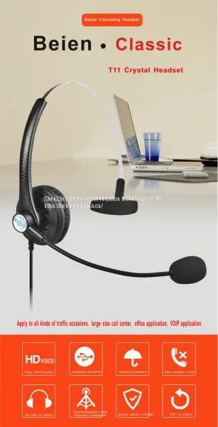 China Beien T11 RJ-USB Telephone Call Center Headset Noise-cancelling Headset Customer Service photo-2