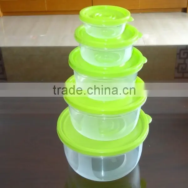 Popular 5 Pcs Set Round Plastic Food Storage Container With Color Box photo-3