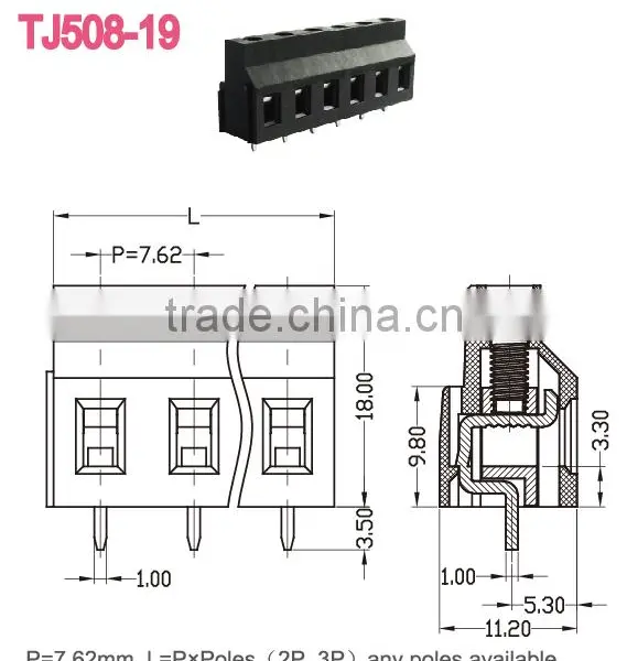 LED Screw Terminal Block 5-Pin Power Splitter Brass Terminal Block Connectors photo-2