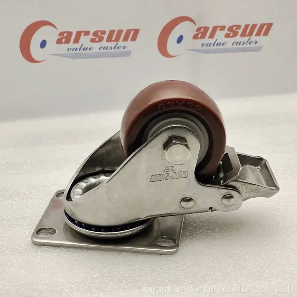 Medium Duty Stainless Steel Casters SS304 Stainless Steel 2.5/3/3.5/4/5/6 Inch PU/PA/TPR/PP Industrial Caster Wheels photo-5