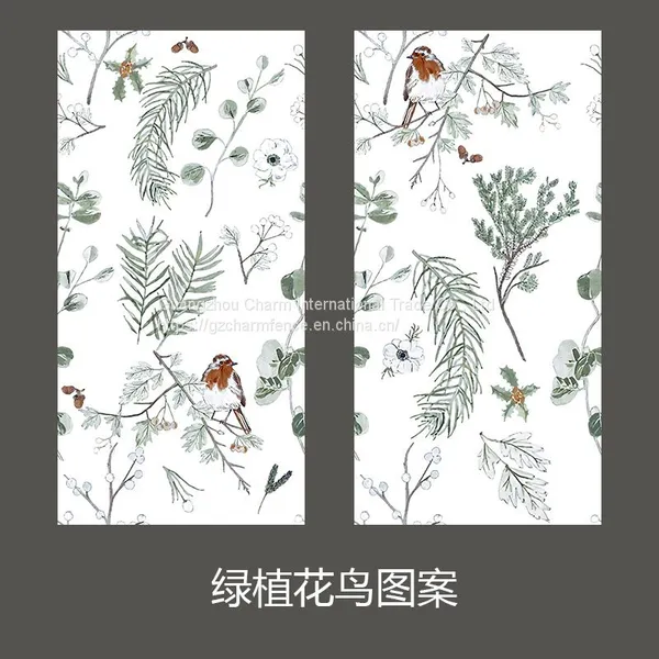 Nordic Soft Light Plant Flower Pattern Wall Tile 400 × 800 Dining Room Bathroom Living Room Wall Tiles photo-5