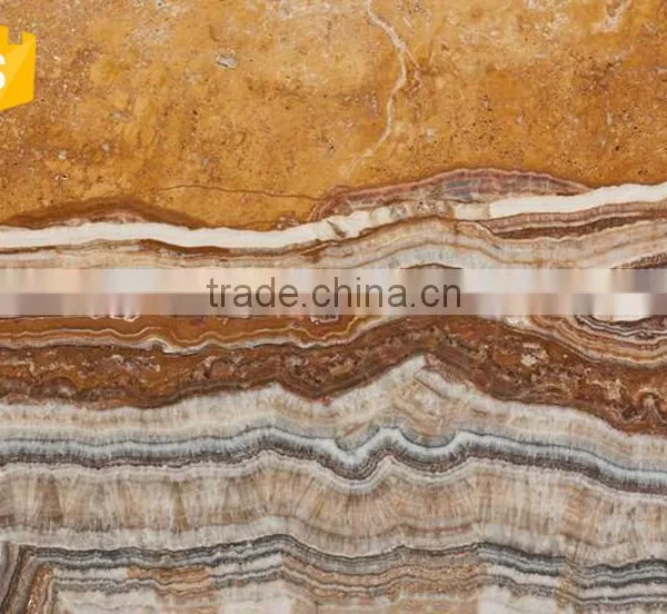 High Quality Polished Brown Tiger Onyx Marble Indoor Decorative Stone photo-4