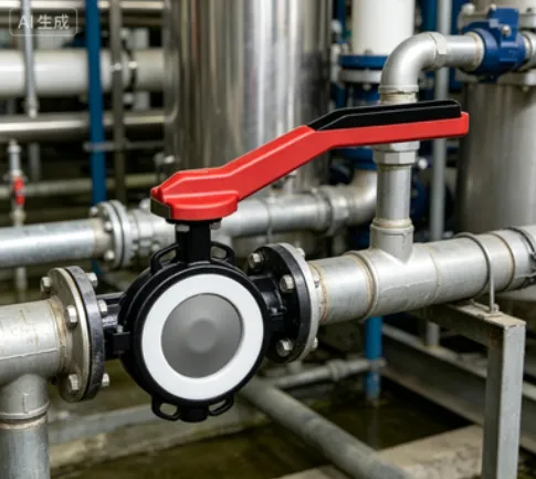 Wafer Butterfly Valve Metal PFA Lined Stainless Steel Disc Industrial Water Treatment Valve photo-4