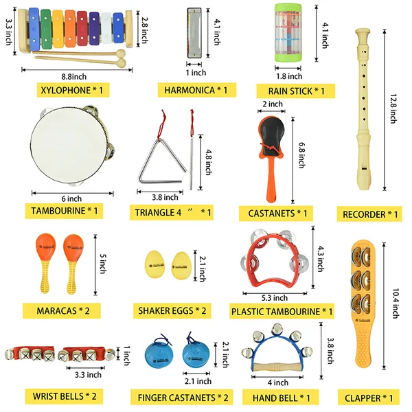 Kids Rhythm Instrument Set – Orff Glockenspiel & Percussion Set for Children