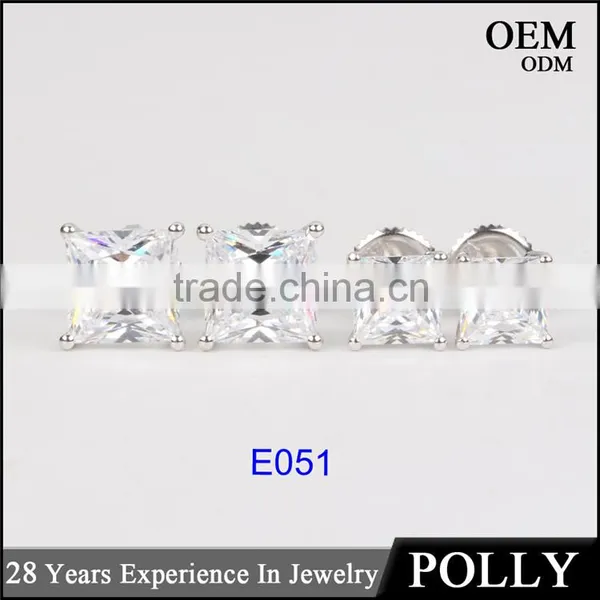 14KT Solid Gold Princess Cut AAAAA CZ Earrings Jewelry Manufacturers photo-3