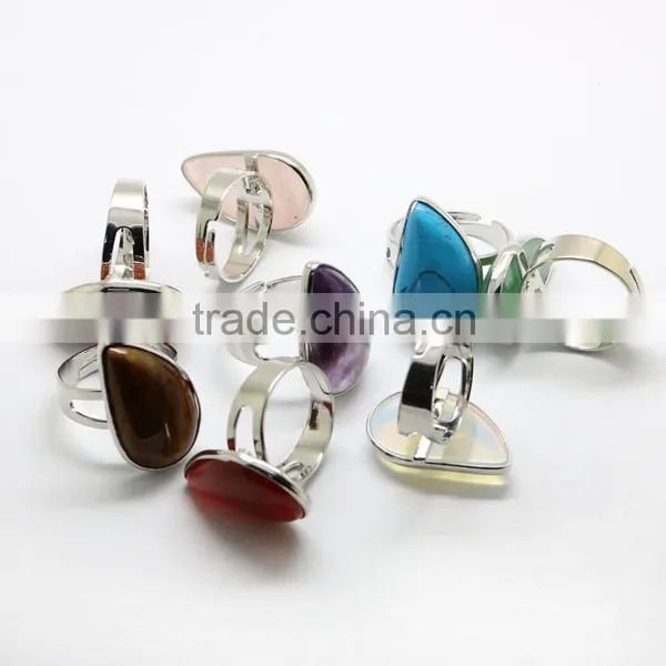 RG1011 Wholesale Teardrop Gemstone Adjustable Rings,stone Statement Bezel Rings photo-3