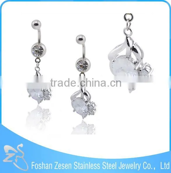 China Manufacturer Medical Steel Wholesale Hanging Crystal Elephant Belly Ring photo-5