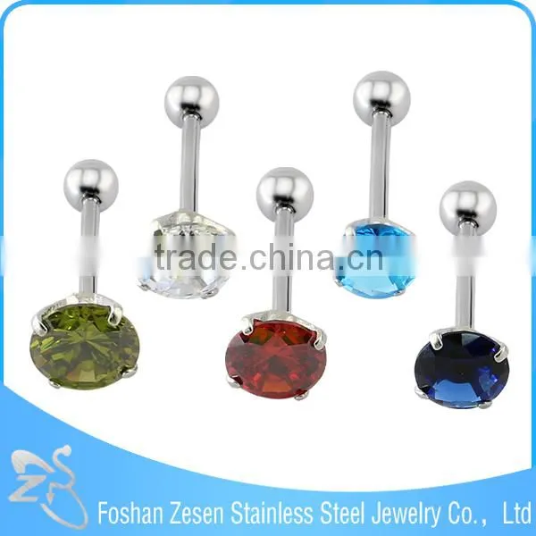Medical Steel Synthetic Opal Piercings Body Jewelry Round Shaped Tongue Ring photo-3