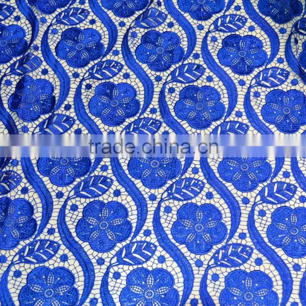 Latest Dress Designs Royal Blue Dry Lace Gold African Cord Lace photo-5